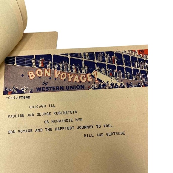Western Union Bon Voyage Telegrams SS Normandie NYK Vintage Lot of 8 Maritime - Picture 5 of 15